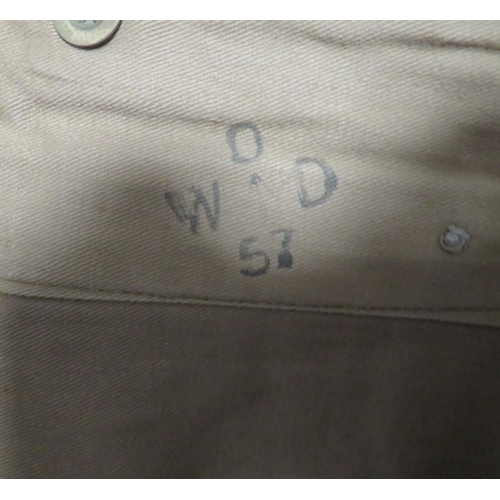 309 - WW2 1940 Pattern Battledress Trousers
khaki, woollen, wide leg trousers.  Right hip with first ... 