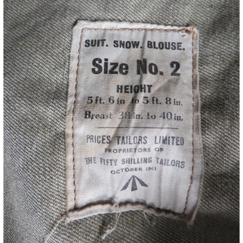 312 - WW2 Green Denim Windproof Smock
green denim, pull over smock with hood.  Pleated chest and lowe... 