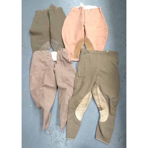 322 - Four Pairs Of Military Pattern Breeches
consisting Officer, khaki example named 'Capt D S Wood-Dow .... 