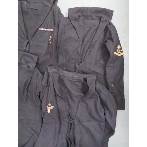 324 - Selection Of Naval Uniforms
consisting 4 x blue woollen, WW2 pattern, pull over tops with fold down ... 