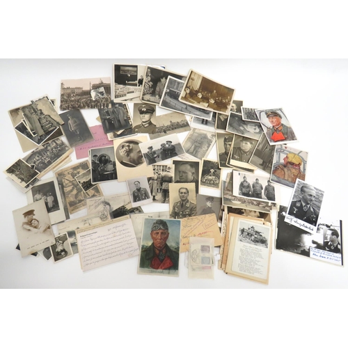 336 - Selection of German Photographs And Paperwork
mixed selection of postcard images of German soldiers,... 