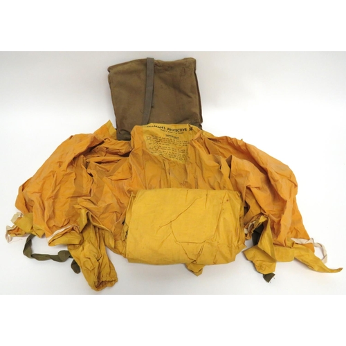 340 - WW2 Seaman's Protective Suit
consisting yellow, rubberised, tie front jacket.  Elasticated cuffs.  I... 