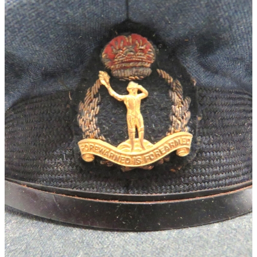 341 - WW2 Observer Corps Officer's Service Dress Cap
blue grey crown, body and stiffened peak.  Black... 