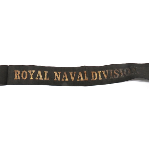 35 - Royal Naval Division Cap Tally
full length cap tally.  Together with 3 x darkened RN buttons ..... 