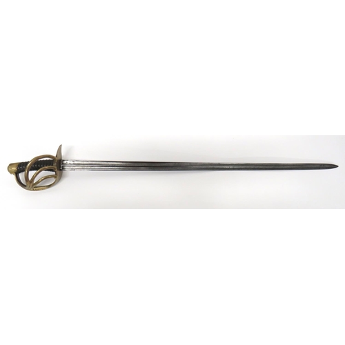 353 - French AN XI 1802-16 Pattern Heavy Cavalry Sword
37 3/4 inch, single edged, spear point blade.  ... 