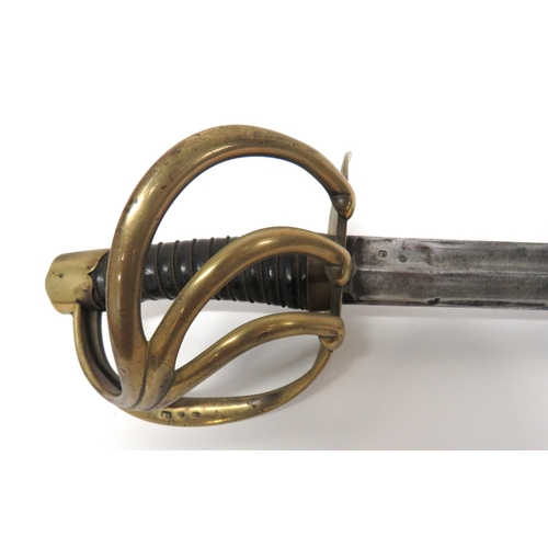 353 - French AN XI 1802-16 Pattern Heavy Cavalry Sword
37 3/4 inch, single edged, spear point blade.  ... 