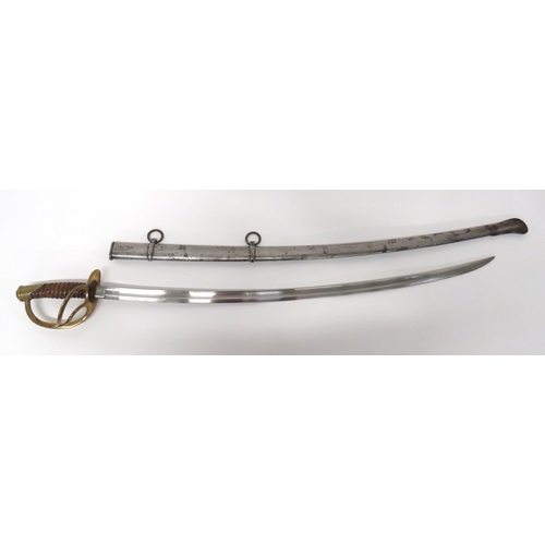 357 - American 1860 Pattern Light Cavalry Sword
35 inch, single edged, slightly curved blade with large fu... 