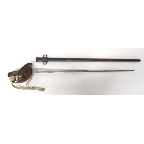 358 - 1908 Pattern Cavalry Troopers Sword35 1/4 inch, single edged, narrow blade with fuller.  Forte with ... 