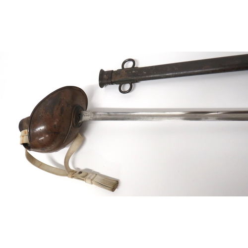 358 - 1908 Pattern Cavalry Troopers Sword35 1/4 inch, single edged, narrow blade with fuller.  Forte with ... 