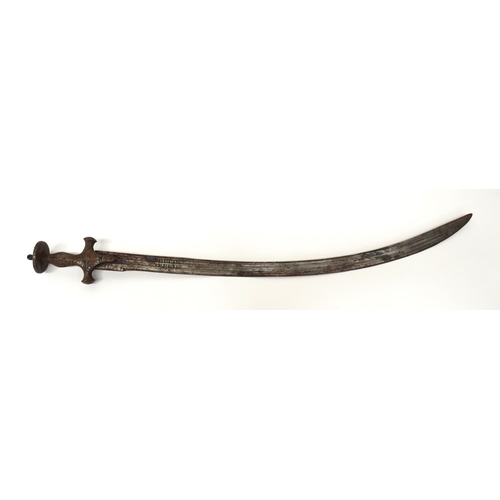 368 - Early 19th Century Indian Tulwar
30 inch, single edged, curved blade.  Multi fullers with stamp... 