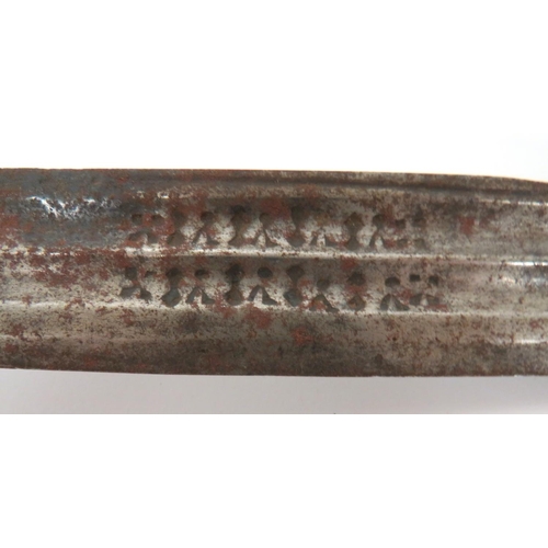 368 - Early 19th Century Indian Tulwar
30 inch, single edged, curved blade.  Multi fullers with stamp... 