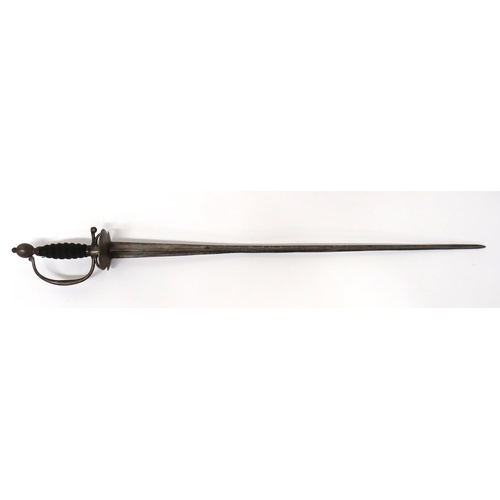 373 - 18th Century English Small Sword
27 3/4 inch, hollow ground, trefoil blade swelling towards the hilt... 