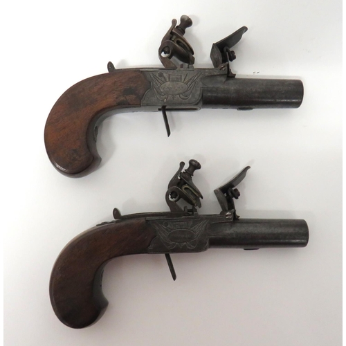 377 - Pair Of Early 19th Century Flintlock Pistol Pistols By 