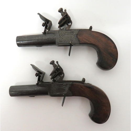 377 - Pair Of Early 19th Century Flintlock Pistol Pistols By 