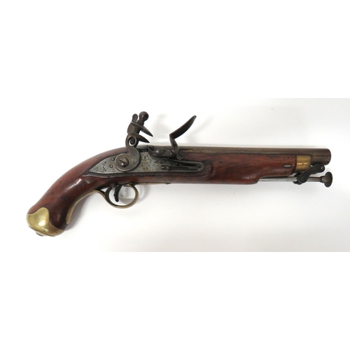 380 - Georgian New Land Light Dragoon Flintlock Pistol
16 bore, 9 inch, smoothbore barrel.  Breech with pr... 