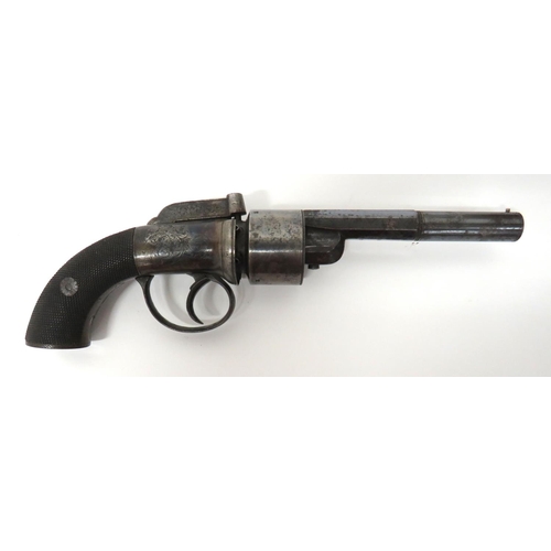 382 - Mid 19th Century Percussion Pepperbox Transitional Revolver
80 bore, 4 3/4 inch, blued, part octagon... 