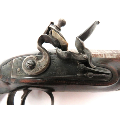 385 - Early 19th Century Greatcoat Flintlock Pistol By Towlson 
40 bore, 4 1/4 inch, browned Dam... 