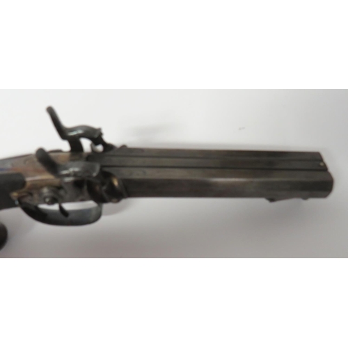 388 - Mid 19th Century English Double Barrel Percussion Pistol
32 bore, 5 1/2 inch, octagonal, side by sid... 