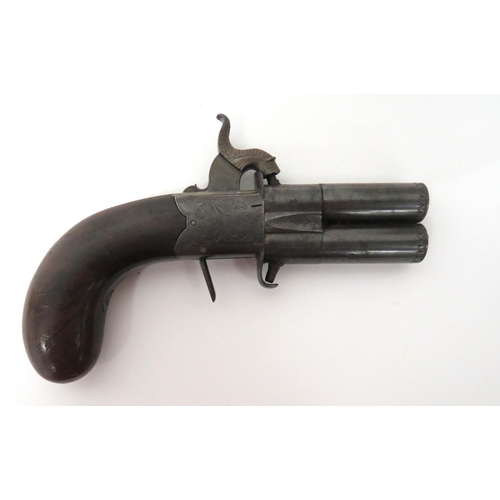 389 - Mid 19th Century Percussion Double Turn Barrel Pocket Pistol
54 bore, 2 1/4 inch, over and under, ri... 