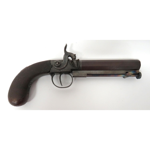 390 - Mid 19th Century English Percussion Captive Ramrod Pistol
28 bore, 4 inch, browned octagonal barrel ... 