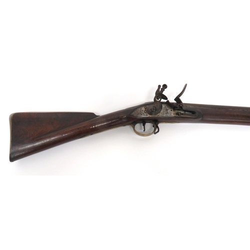 393 - Georgian Waterloo Period Brown Bess Flintlock Musket
.800, 39 inch, smoothbore barrel.  Front s... 