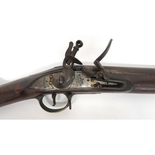 393 - Georgian Waterloo Period Brown Bess Flintlock Musket
.800, 39 inch, smoothbore barrel.  Front s... 