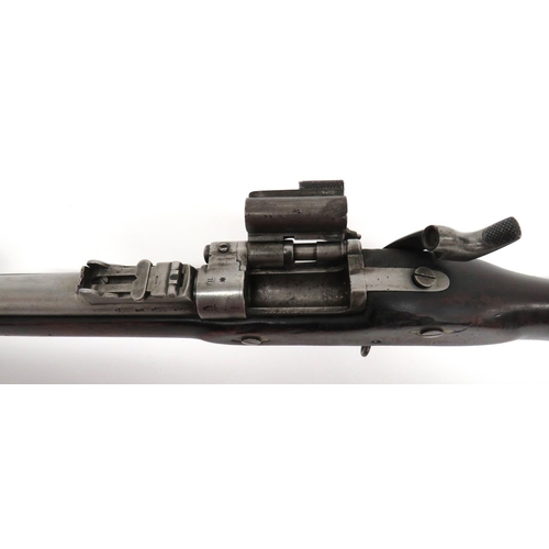 395 - British Enfield Snider Patent Rifle
.577, 36 1/2 inch, rifled barrel.  Front blade sight.  ... 