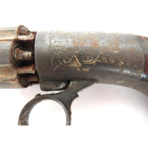 404 - Mid 19th Century Hammerless Pepperbox Revolver By J R Cooper
80 bore, 3 inch, fluted, six shot cylin... 