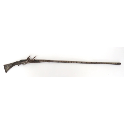 406 - Early 19th Century Snaphaunce Musket
49 inch, flared muzzle barrel with part octagonal breech.  Long... 