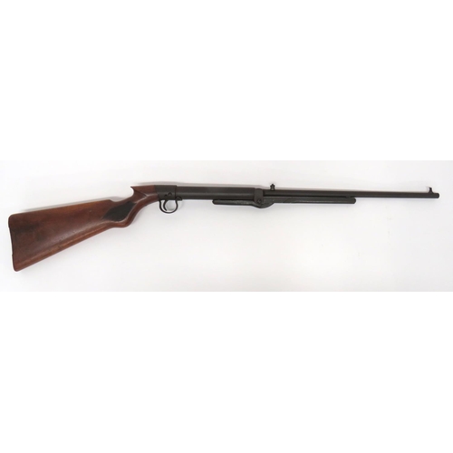 416 - Pre War Under Lever Air Rifle
.177, 17 inch, fixed barrel.  Front blade sight.  Rear, adju... 