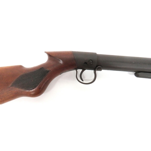 416 - Pre War Under Lever Air Rifle
.177, 17 inch, fixed barrel.  Front blade sight.  Rear, adju... 