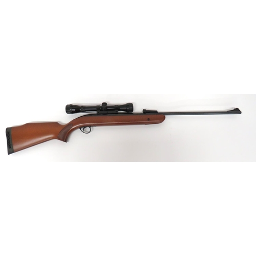 417 - BSA Air Rifle With Telescopic Sight
.177, 18 1/2 inch, blackened, hinged barrel.  Front blade s... 