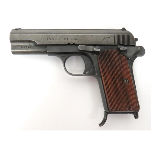 423 - Scarce Deactivated Femaru P Mod 37 Hungarian Auto Pistol
7.65 mm, 4 inch, hidden barrel.  Top slide ... 