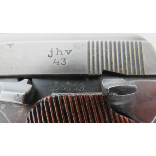 423 - Scarce Deactivated Femaru P Mod 37 Hungarian Auto Pistol
7.65 mm, 4 inch, hidden barrel.  Top slide ... 