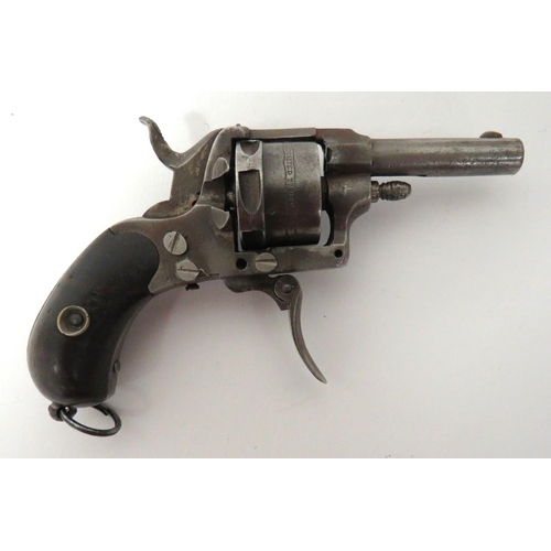 Deactivated Small Scale Pocket Pistol
.22, 1 3/4 inch barrel.  Brass blade sight.  Ribbed cylinder engraved "Rimfire Pistol 230 Eley Cartridges Deposited 27 Nov 1873".  Solid frame with spur hammer and flip down trigger.  Steel grip frame with lower lanyard ring.  Polished wooden slab grips.  Current deactivation cert. 