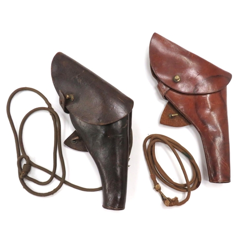 434 - Two WW1 Period British Revolver Holsters
consisting light brown, Officer's revolver holster.  T... 