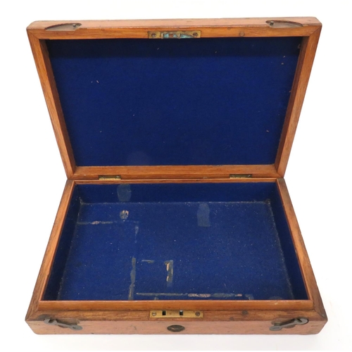 441 - Early 20th Century Wooden Case For Revolver
oak, 12 1/2 x 8 1/2 x 2 1/2 inch case.  Top lid secured ... 