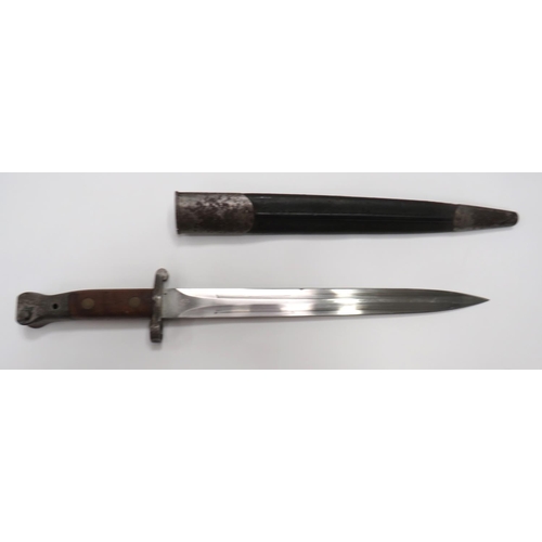 457 - British P1888 MK2 Bayonet
12 inch, double edged blade.  The forte with 