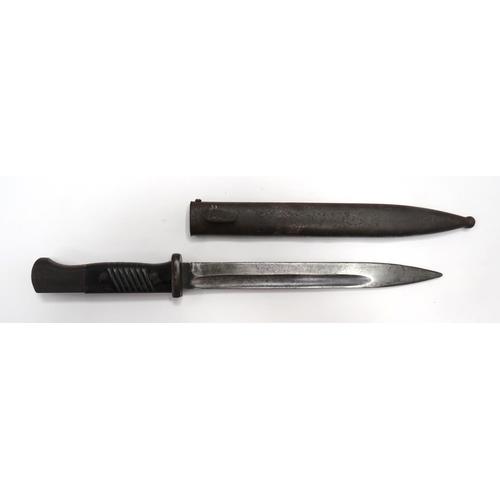 465 - WW2 German K98 Mauser Bayonet Matching Numbers
9 3/4 inch, single edged blade with fuller.  For... 