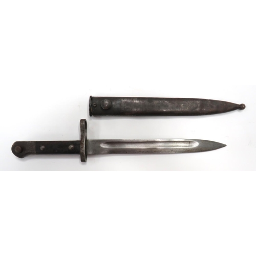 469 - WW1 Turkish Mauser Bayonet
9 3/4 inch, single edged blade with fuller.  Steel muzzle ring, cros... 