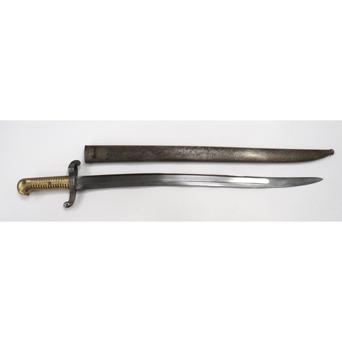 477 - French M1842/59 Sabre Bayonet
22 3/4 inch, single edged, yataghan blade with wide fuller.  Back... 