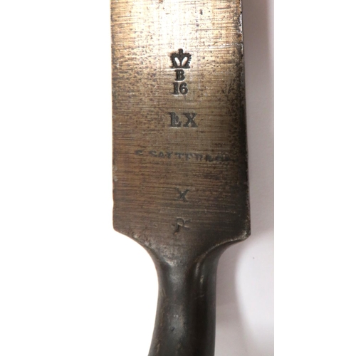 481 - British M1842 Lovells Catch Socket Bayonet Regimentally Marked
17 1/2 inch, triangular form blade. &... 