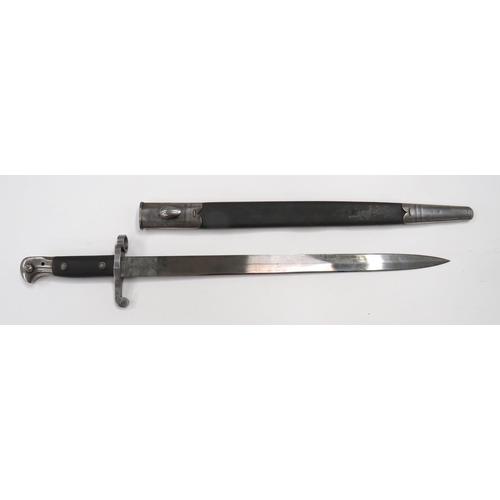 485 - British M1887 MKIII Martini Bayonet
18 1/4 inch, single edged blade with back edge sharpened point. ... 