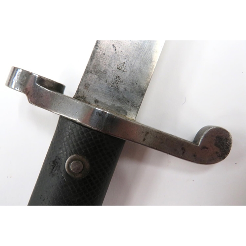 485 - British M1887 MKIII Martini Bayonet
18 1/4 inch, single edged blade with back edge sharpened point. ... 