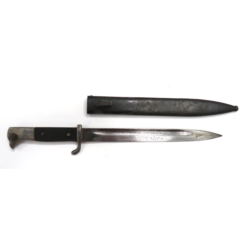 489 - WW2 German Fire/Police K98 Dress Bayonet
9 3/4 inch, single edged blade with fuller.  Forte wit... 