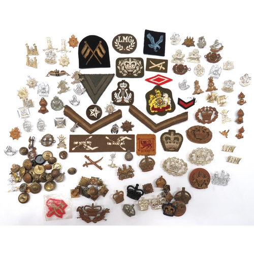 49 - Quantity Of Collar Badges, Buttons And Rank Badges
collars include brass KOSB ... Brass KC East Surr... 