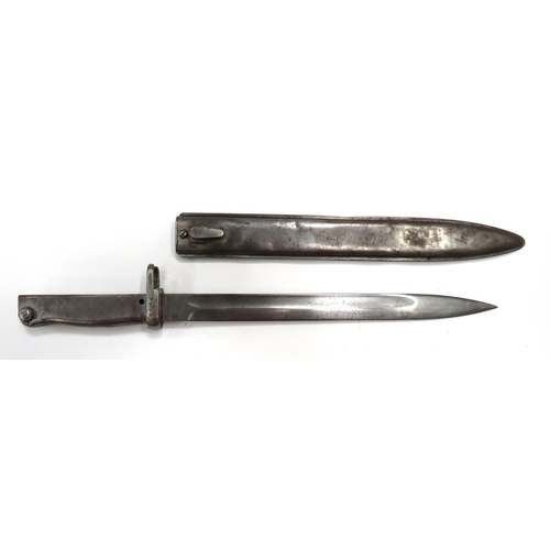 490 - Imperial German M88/98 Ersatz Bayonet
12 1/2 inch, single edged blade with back edge sharpened point... 