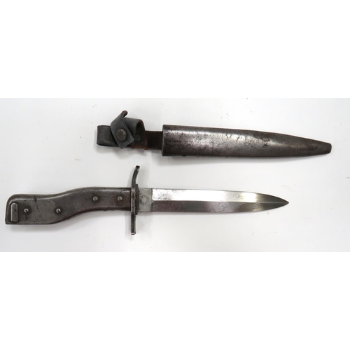 492 - Imperial German Crank Handle Demag Trench Knife Bayonet
5 3/4 inch, double edged blade.  Forte ... 