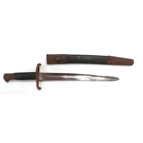 493 - British 1860 Pattern Enfield Bayonet Shortened For Cadet Or Drill Use
13 inch, single edged blade wi... 