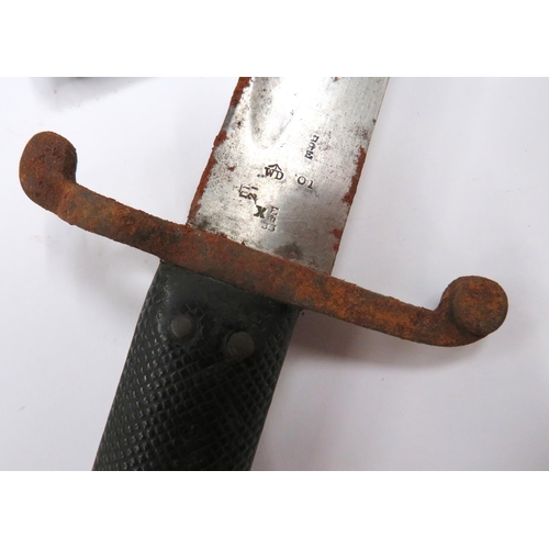 493 - British 1860 Pattern Enfield Bayonet Shortened For Cadet Or Drill Use
13 inch, single edged blade wi... 